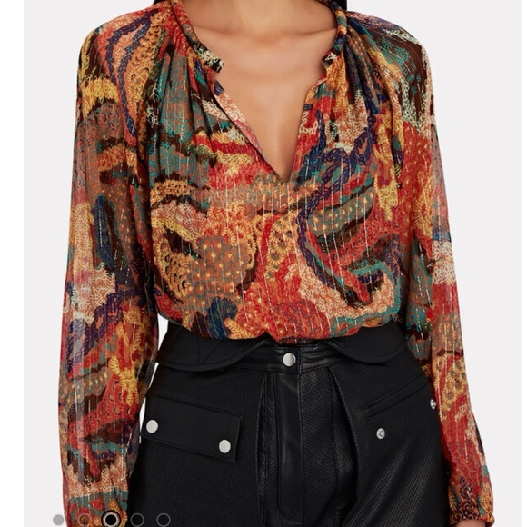 A.L.C silk top perfect for fall sz 4 - Picture 3 of 6